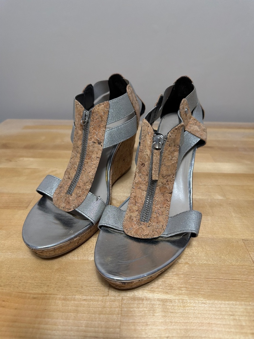 Dana Buchman Silver and Cork Sandals